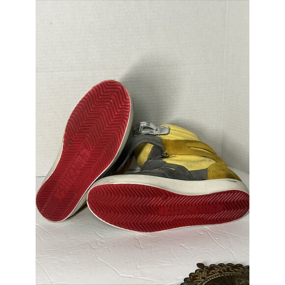 Ishikawa Ankle Boots Shoes Leather Yellow & Grey Strap Closure Star Italy Sz 38 - Picture 11 of 15